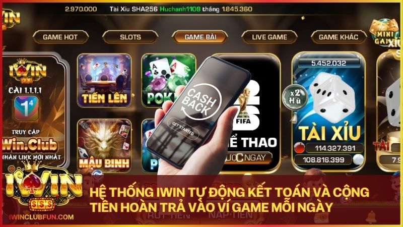 Iwin Club cam kết hoàn tiền cược Iwin không giới hạn cho tất cả các sảnh game