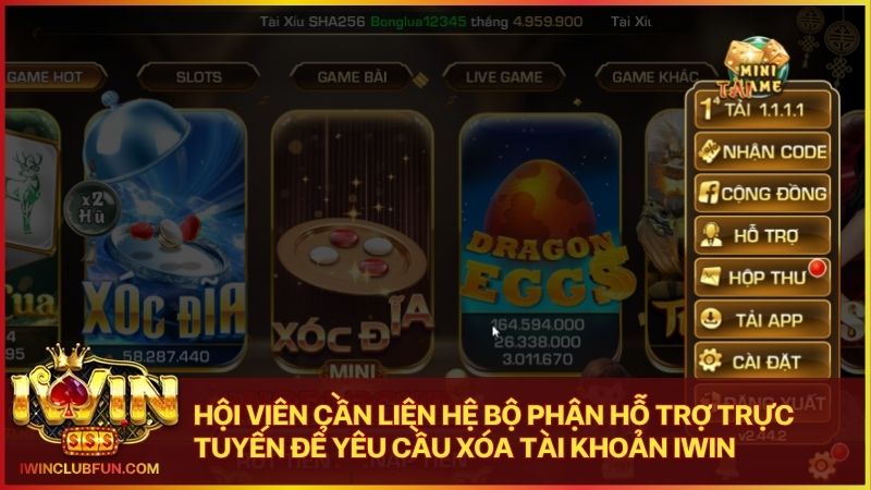 Liên hệ đội ngũ hỗ trợ để thực hiện quy trình ngừng sử dụng dịch vụ tại Iwin
