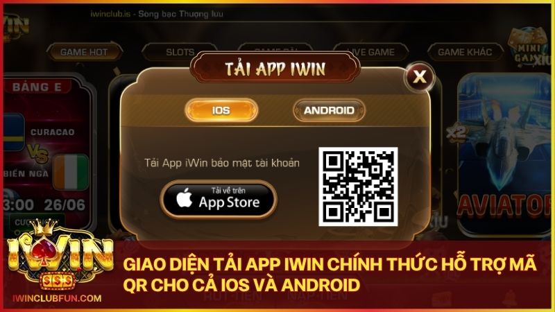 Giao diện bảng điều khiển tải app Iwin