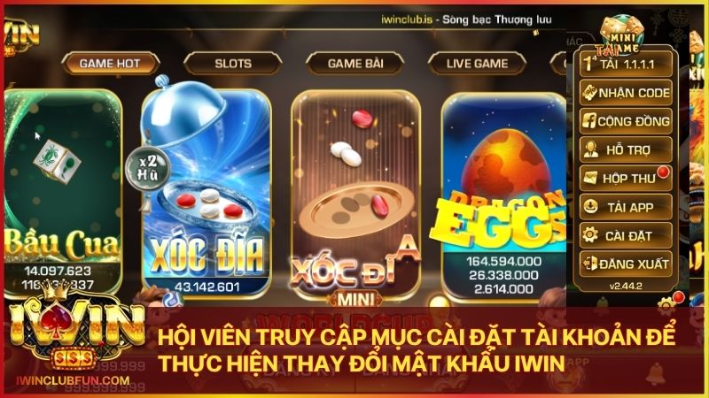 Lựa chọn tính năng đổi mật khẩu trong phần cài đặt để tăng cường bảo mật