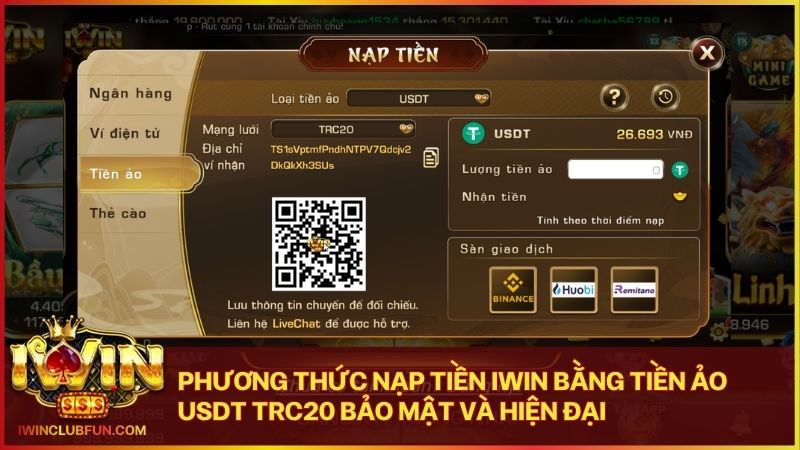 Tỷ giá nạp tiền ảo USDT tại Iwin luôn bám sát thị trường quốc tế minh bạch